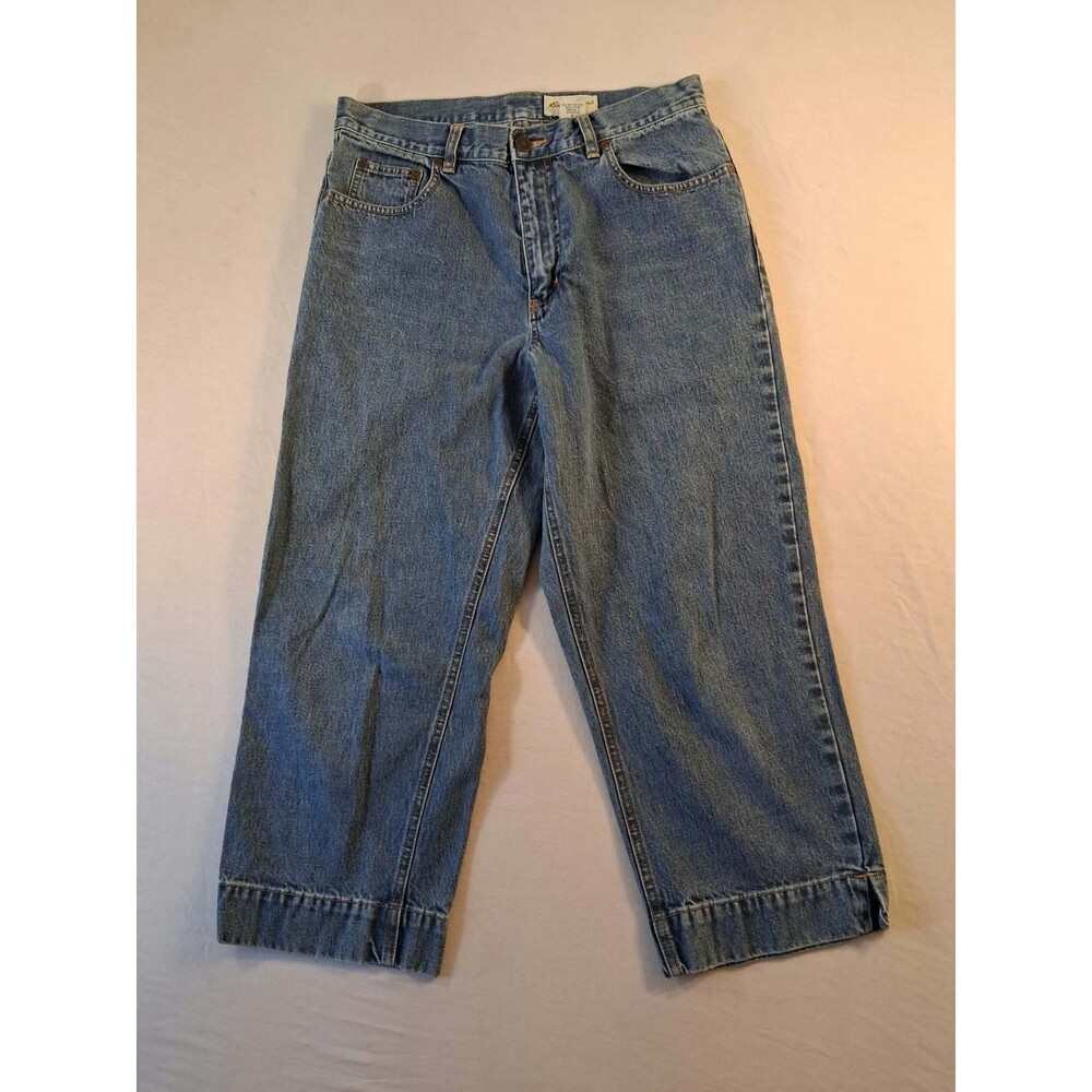 Vintage Eddie Bauer Women Jeans Size 10 Medium Wash Crop Wide Leg Denim Preowne